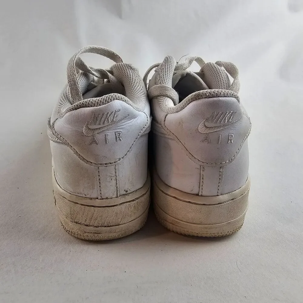 Nike Air Force 1 '07 Low White Sneakers Mens Size 7Y Womens 8.5 Leather Casual